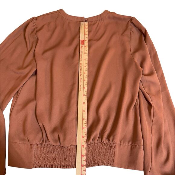 Nine West Womens Blouse Small Spice Long Sleeve Round‎ Neck Twist Front Top - Picture 15 of 16